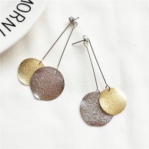 MTCHONG 2018 Europe and America Statement Simplified Geometric Jewelry Two Color Metal Sheet Earrings Dangle Earrings 326