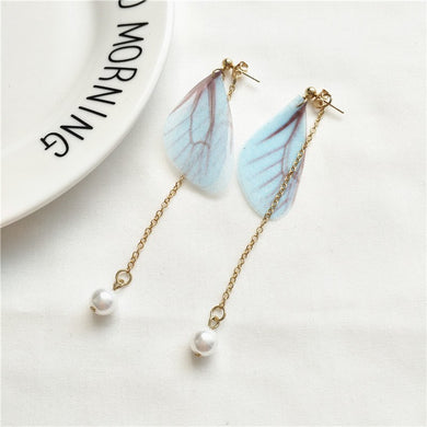 MTCHONG Brincos Korean New Fashion Butterfly Wings Long Stud Earrings Accessories Long Chain Tassel Pearl Earrings 141