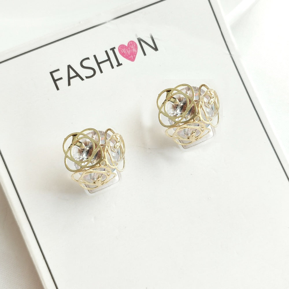 MTCHONG Charming Gold-Color 100% Cubic Zirconia CZ Twining Hollow Woman's Stud Earrings for Women Jewelry 261