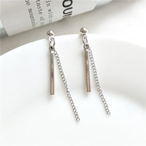 MTCHONG Europe and America Style Simple Metal Chain Strip Stick Long Earrings For Women Fashion Temperament Dangle Earring 500