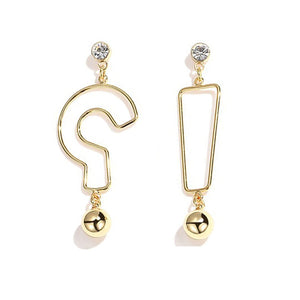MTCHONG Geometric Gold Earrings Question Mark and Exclamation Point Asymmetric Earrings Creative Earrings For Women Jewery 609
