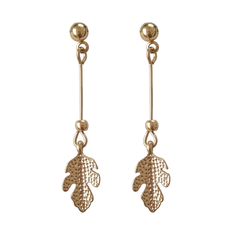 MTCHONG Gold Long Drop Earrings Leaf Tassel Dangle Earrings For Women Drop Brincos Jewelry Earring 573