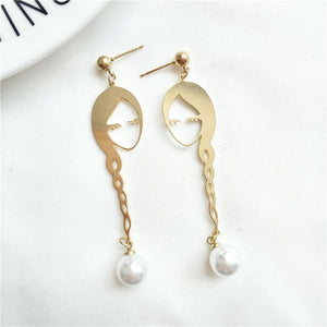MTCHONG Hot Korean New Arrive Temperament Simulated Pearl Long Plait Earring Girls Face Shaped Brincos Fashion Jewelry 93