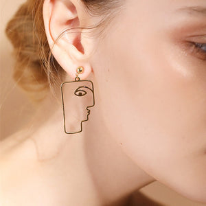 MTCHONG Minimalist Punk Vintage Jewelry Human Face Drop Earrings Personality Gold Earrings Geometric Plated for Women 129
