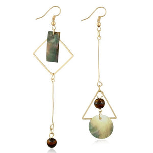 MTCHONG New Fashion Women's Shell Earrings Simple Vintage Jewelry Triangle Geometric Asymmetric Earrings Long Drop Earring 383