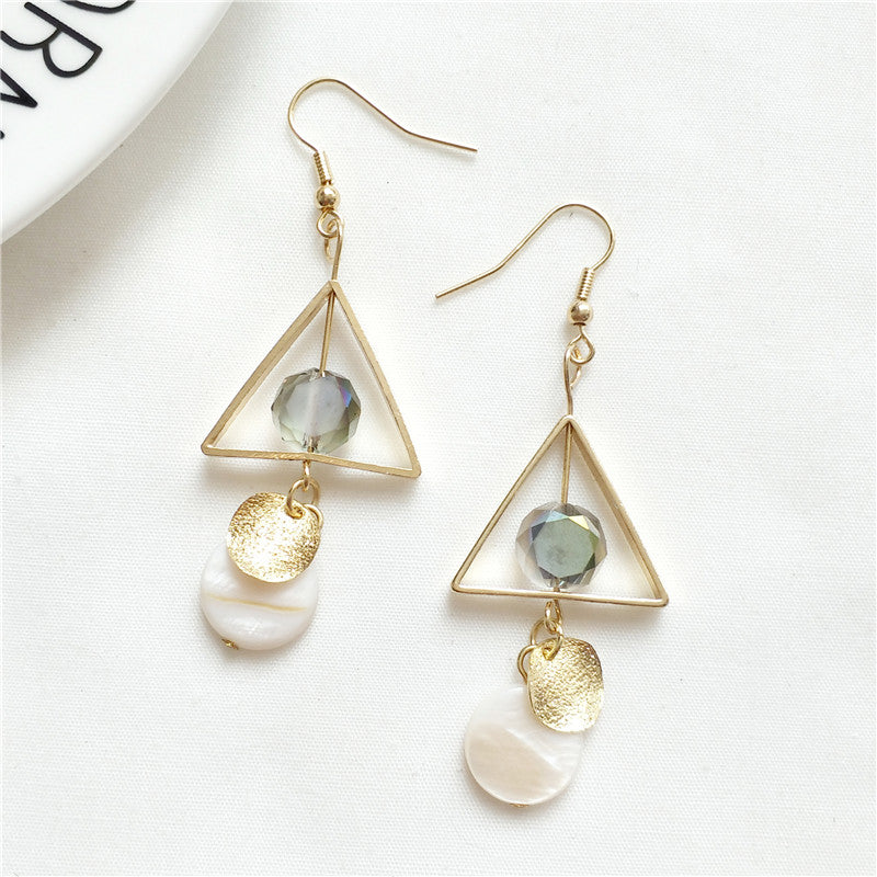 MTCHONG New Fashion Women's Shell Earrings Simple Vintage Jewelry Triangle Geometric Earrings Long Drop Earrings Gift 761