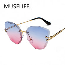 Load image into Gallery viewer, MUSELIFE 2023 Brand Design Vintage Rimless Sunglasses Women Men Retro Cutting Lens Gradient Sun Glasses Female UV400