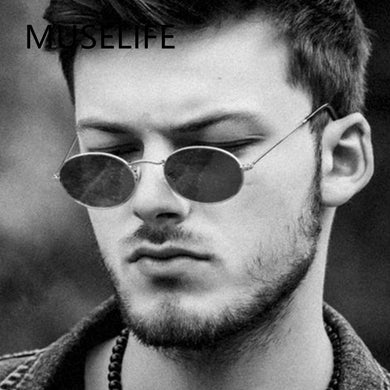 MUSELIFE 2023 Oval Men Sunglasses Male Glasses Lady  Retro Metal Sun Glasses Vintage Mirror UV400 Oculos De Sol