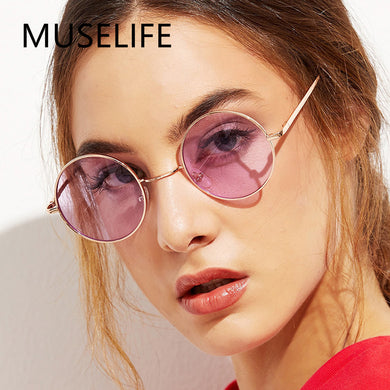 MUSELIFE 2023 Round Women Sunglasses Men Glasses Lady  Retro Metal Sun Glasses Vintage Mirror UV400 Oculos De Sol