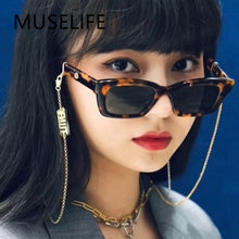 Load image into Gallery viewer, MUSELIFE 2023 Sunglasses Lady Flat Top Eyewear Lunette Femme Women  Brand Sunglasses Women Rivet Sun Glasse UV400