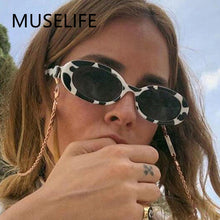 Load image into Gallery viewer, MUSELIFE Black Retro Sunglasses Oval Sunglasses Women Retro Brand Designer Vintage Ladies Cat Eye Pink Sun Glasses UV400