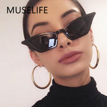 Load image into Gallery viewer, MUSELIFE Cute Sexy Retro Cat Eye Sunglasses Women Small Black White Triangle Vintage Ladies Sun Glasses Red Female UV400