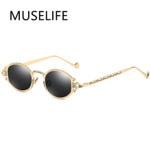 Load image into Gallery viewer, MUSELIFE Gothic Steampunk Pop Oval Carved Sunglasses Women Brand Designer Retro Men Matte Frame Sunglasses UV400