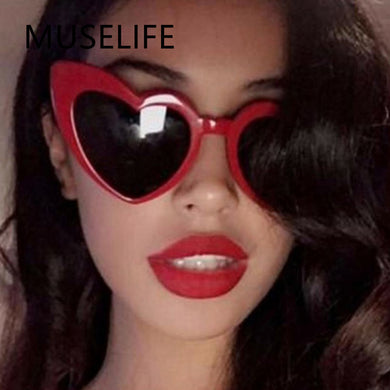 MUSELIFE Love Heart  Big Frame Personality Women Sunglass Cute Sexy Retro Cat Eye Vintage SunGlasses Pink Female