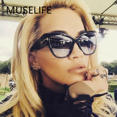 MUSELIFE Brand Designer Cat Eye Women Sunglasses Female Gradient Points Sun Glasses Big Oculos feminino de sol UV400