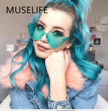 Load image into Gallery viewer, MUSELIFE One Piece Love Heart Lens Sunglasses Women Transparent Plastic Glasses Style Sun Glasses Female Clear Candy Color