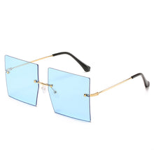 Load image into Gallery viewer, MUSELIFE Oversized Rimless Square Sunglasses Women   Brand Flat Top Red Blue Clear Lens One Piece Men Gafas