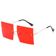 Load image into Gallery viewer, MUSELIFE Oversized Rimless Square Sunglasses Women   Brand Flat Top Red Blue Clear Lens One Piece Men Gafas