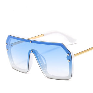MUSELIFE Red Black Oversized Square Sunglasses Men 2023 One Piece Lens Big Frame Sun glasses For Women UV400 Silver Mirror