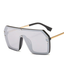 Load image into Gallery viewer, MUSELIFE Red Black Oversized Square Sunglasses Men 2023 One Piece Lens Big Frame Sun glasses For Women UV400 Silver Mirror