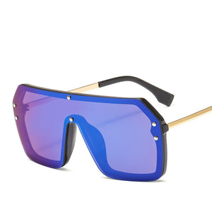 MUSELIFE Red Black Oversized Square Sunglasses Men 2023 One Piece Lens Big Frame Sun glasses For Women UV400 Silver Mirror
