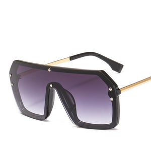MUSELIFE Red Black Oversized Square Sunglasses Men 2023 One Piece Lens Big Frame Sun glasses For Women UV400 Silver Mirror
