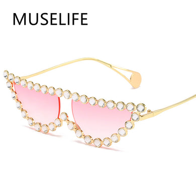 MUSELIFE Retro Cat Eye Optical Glasses Frames Men Women Crystal  Glasses Clear Lens Eyeglasses Frame Diamond Eyewear
