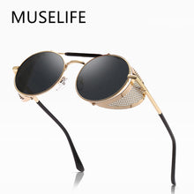 Load image into Gallery viewer, MUSELIFE Retro Round Metal Sunglasses Steampunk Men Women Brand Designer Glasses Oculos De Sol Shades UV Protection