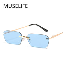Load image into Gallery viewer, MUSELIFE Rimless Rectangle Sunglasses Women UV400 Driving Sun Glasses Men Clear Color Summer Accessories Square Small Size