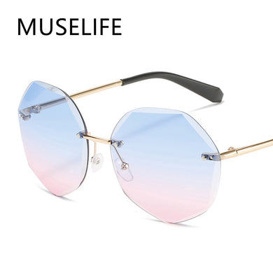 MUSELIFE Rimless Women's Sunglasses Gradient Lenses Sunglasses Lady Vintage Alloy Legs Classic Designer Shades UV400