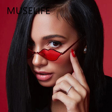 MUSELIFE Small Frame Sunglasses Women Retro Lips Mirror Metal Sun Glasses Female Vintage Brand Designer Lunette De Soleil Femme