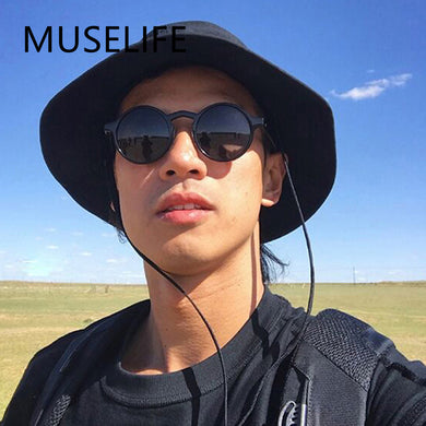 MUSELIFE Small Round Sunglasses  Men Women  Brand Designer Vintage Sunglass Male Female Black Yellow Sun Glasses UV400
