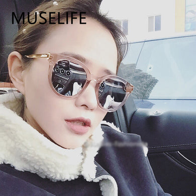 MUSELIFE Sunglasses Woman Vintage Retro Flat Top Gradient Shield Black Sun Glasses  Designer Oversized Eyewear