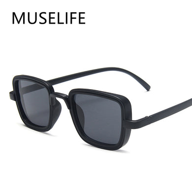 MUSELIFE Trending Wide Bridge Retro Rock Punk Sunglasses Classic Small Square Clear Red Sun Glasses UV400