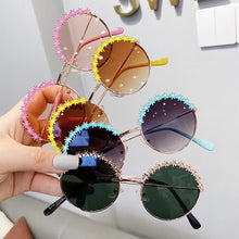 Load image into Gallery viewer, MUYE Round kids sunglasses Flower Baby Children Shades Sun Glasses Girls Cute Half Frame Metal Eywear UV400