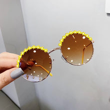 Load image into Gallery viewer, MUYE Round kids sunglasses Flower Baby Children Shades Sun Glasses Girls Cute Half Frame Metal Eywear UV400