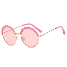 Load image into Gallery viewer, MUYE Round kids sunglasses Flower Baby Children Shades Sun Glasses Girls Cute Half Frame Metal Eywear UV400