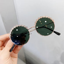 Load image into Gallery viewer, MUYE Round kids sunglasses Flower Baby Children Shades Sun Glasses Girls Cute Half Frame Metal Eywear UV400