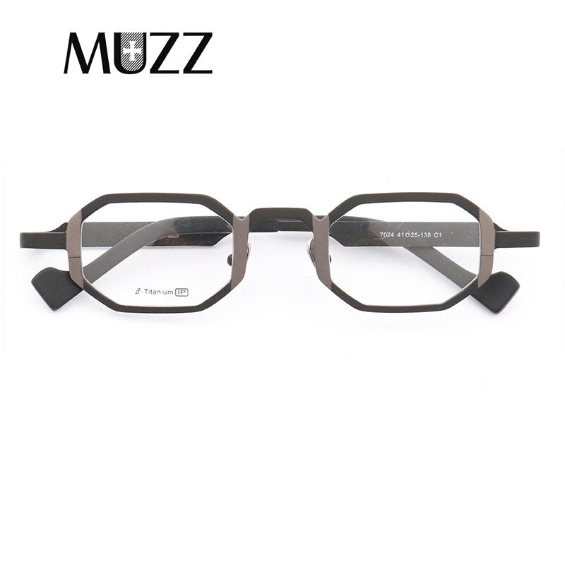 MUZZ Pure Titanium Frames insider Men's Optical Hexagon Super Small full rim Eyeglasses Frame high myopia Prescription