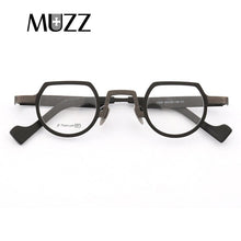 Load image into Gallery viewer, MUZZ Pure Titanium Frames Men&#39;s Optical Irregular Small full rim Eyeglasses Frame high myopia Prescription Clear Lens Glasse