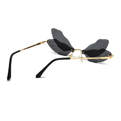 MXMC Clear Lens Steampunk Glasses Dragonfly Wing Frameless Eyewear for Young Lady