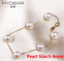 Load image into Gallery viewer, MYDEAR Fine Pearl Jewelry Top Design Women Natural White Akoya Pearls Bracelets Jewelry Cute Gold Chain &amp; Link Bracelets