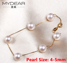 Load image into Gallery viewer, MYDEAR Fine Pearl Jewelry Top Design Women Natural White Akoya Pearls Bracelets Jewelry Cute Gold Chain &amp; Link Bracelets