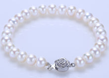 Carica l'immagine nel visualizzatore di Gallery, MYDEAR Fine Pearl Jewelry Women 100% Real Pearl Beads Strand Bracelets,7.1inch Length ,6-7mm White,High Luster Pearl