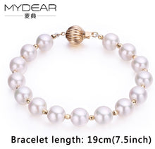 Carica l'immagine nel visualizzatore di Gallery, MYDEAR Pearl Jewelry Vogue Gold Bracelet Real Akoya Pearl Bracelet,100% Real 7.5-8mm Seawater Pearl,High Luster