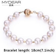 Carica l'immagine nel visualizzatore di Gallery, MYDEAR Pearl Jewelry Vogue Gold Bracelet Real Akoya Pearl Bracelet,100% Real 7.5-8mm Seawater Pearl,High Luster