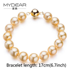 Load image into Gallery viewer, MYDEAR Pearls Bracelet Jewelry Classical Real Golden 9-10mm Saltwater Pearl Bangle Bracelets Elegant Women Brand Jewelry