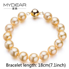 Load image into Gallery viewer, MYDEAR Pearls Bracelet Jewelry Classical Real Golden 9-10mm Saltwater Pearl Bangle Bracelets Elegant Women Brand Jewelry