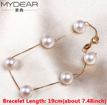 Load image into Gallery viewer, MYDEAR Real Pearls Jewelry Charm Bracelet 8-8.5mm Akoya Pearls Bracelet Jewelry With Gold Chain,Christmas Charms For Women