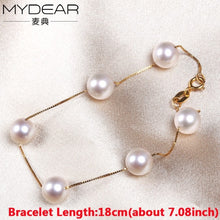 Load image into Gallery viewer, MYDEAR Real Pearls Jewelry Charm Bracelet 8-8.5mm Akoya Pearls Bracelet Jewelry With Gold Chain,Christmas Charms For Women